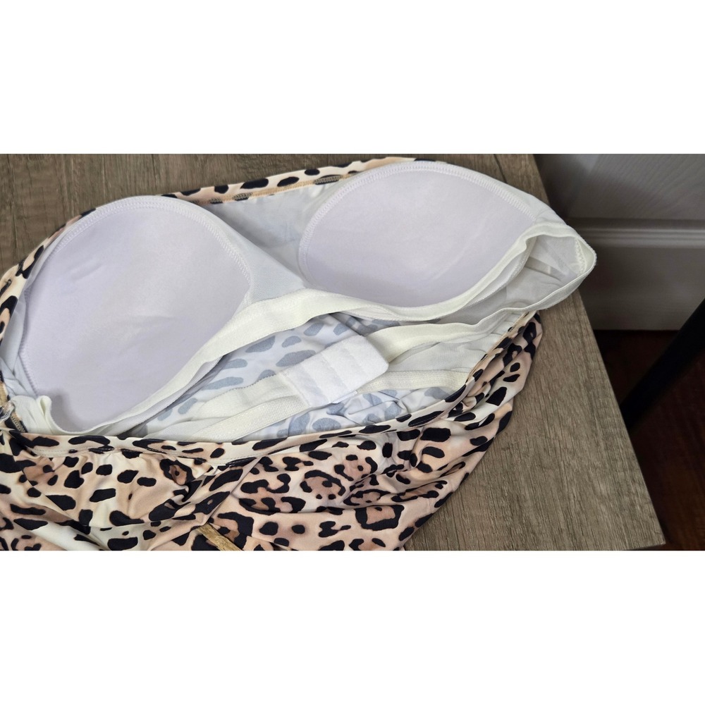Athena Womens Leopard‎ Print Bandeau Tankini Top Tan Black Blouson NWT - Picture 5 of 6